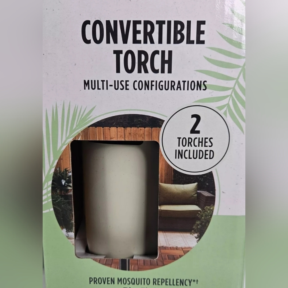 TIKI Brand-2 Pack 65" Honey Metal White Torch For Outdoor Lawn/Patio/Garden-NIB